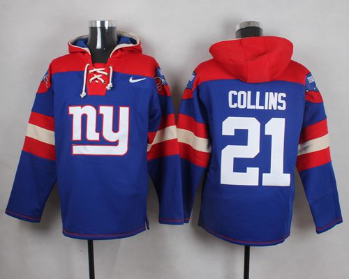 Nike Giants #21 Landon Collins Royal Blue Player Pullover NFL Hoodie - Click Image to Close